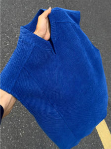 Klein Blue Vintage Scaled Sport Sleeveless V-Neck Summer Thin Breathable Vest