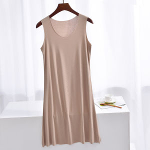 New 2025 Womens Sleepwear Summer Thin Modal Slip Long Vest Skirt Seamless Ice Silk plus Size Home Clothes round Neck One-Piece