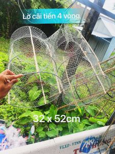 Lờ cá cãi tiến Lờ xếp 4 vòng Kích cỡ 32cm x 52cm Mặt lưới 25p(12cm2) Kèm 4 thanh tre Bắt Cá Lợp Cá Lóc Lợp Bắt Cua