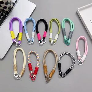 INS Anti-lost Nylon Woven Color Phone Lanyard Short Wrist Lanyard Creative Clip Card Phone Chain