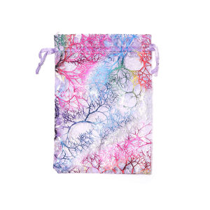 10pcs 7X9cm 9X12cm 10X15cm Coral Pattern Drawstring Yarn Bag Pouches for Jewelry Packaging Bag Storage Bag Life Tree Gift Bags