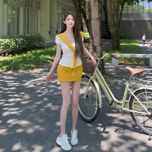 Slim Stylish Versatile Trendy T-Shirt and Bodycon Mini Skirt Set