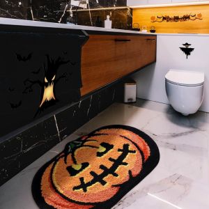 VIKAMA Halloween Pumpkin Bath Mat Soft Water Absorbent Floor Mat Living Room Bedroom Non Slip Area Rug Holiday Home Decor