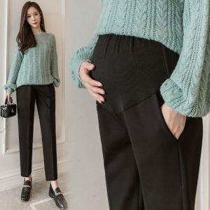 Fashionable High Waist Leisure Straight Leg Trousers Pregnancy Support