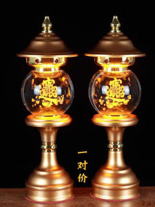 Led Crystal Colorful Lamp for Buddha Worship Wenwu God of Wealth Lamp Good Fortune Buddha Front Changming Buddha Hall Bodhisattva For Home Plug-in Pair