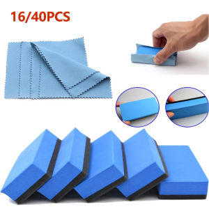 Car Ceramic Coating Sponge Applicato Glass Nano Wax Coat Sponges Blue Square Sponge and Microfiber Cloth Cleaning Accessory