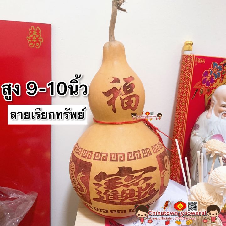 น้ำเต้าแท้สลักลาย🔮บิ๊กไซส์ 9-10นิ้ว ไซด์ใหญ่พิเศษ☯️มาพร้อมเหรียญจีน ...
