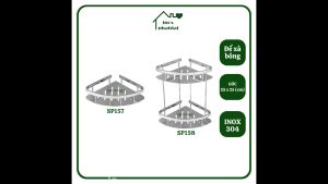 Kệ gắn góc tường Inox 304 nguyên tấm PHÁT ĐẠT không rỉ sét để xà bông nhà tắm phòng tắm toilet bằng inox để gia vị (SP157.158)