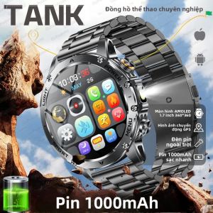 Đồng Hồ Thông Minh Nam Pin 1000mAh Màn Hình AMOLED HD 1.7 Inch GPS Chống Nước IP69K Gọi Bluetooth Theo Dõi Sức Khỏe Đồng Hồ Thể Thao