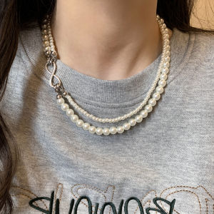 French Elegant Double Layer Pearl Necklace Minimalist Personality Clavicle Chain Unique Design Fresh out Necklace Fashion Jewelry