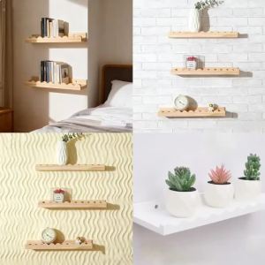 Scalloped Edge Pine Wood Floating Wall Shelf Boho Nordic Wooden Display Rack Wall Mounted Storage Shelf For Kids Room Decor