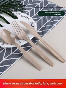 Eco-Friendly Disposable Fork Spoon Western Dinnerware Long Handle Japanese Style Rice Mixing Spoon Commercial Use