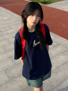 Retro American Vibe Cotton Short Sleeve T-Shirt Women Summer Cool Letter Print Half Sleeve Top Sweet And Cool Style Loose Fit