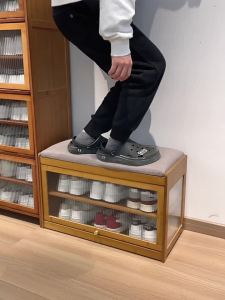 Elegant New Entryway Shoe Rack with Cushioned Seat 2-Shelf Organizer Durable Carbon Steel Design High-Quality Fabric Upholstery