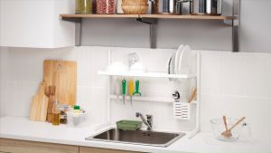 การเสริมจมูกที่คว่ำจาน IKEA ที่คว่ำจานใหญ่ ที่คว่ำจานซิ้ง สีขาว/ยืดได้ ประเภท: สีขาว/ยืด