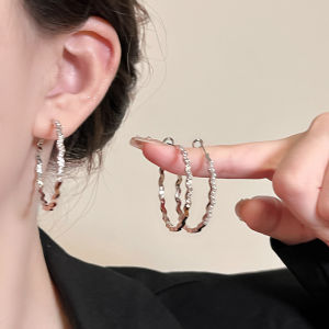 Silver Wave Zircon Pearl Women's Earrings: Round Face Slimming & Alloy Plated Silver Gold