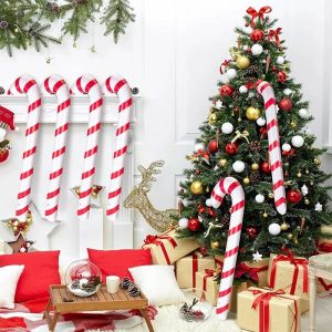 【TaroBall】90cm PVC Inflatable Christmas Candy Cane Outdoor Indoor Christmas Decoration For Home Xmas Party