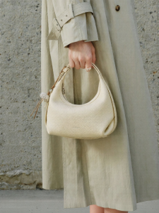 La Festin | Leather Crossbody Handbag White Crescent-Shaped