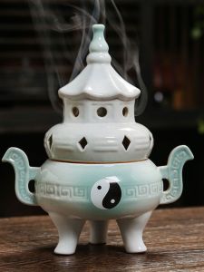 New Chinese Zen Style Tai Chi Octagonal Incense Burner Home Tea Room Study Desk Decoration Frankincense Diffuser Handmade Craft