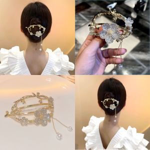 Pearl Tassel Knot Hairpin Back of The Head Large Grab Clip For Women High-end Sense Barrettes Clips Girl Hair Pins Fashion Hair Accessories