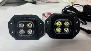 DL-024 3-inch Black Warrior Small Square Lamp Pair with 4 Lights White + DRL Yellow Explosive Flash