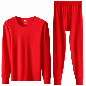 Quần Lót Giữ Nhiệt Cotton Nguyên Chất Cho Nữ Quần Áo Mùa Thu Màu Đỏ Toàn Bộ Cotton 100% Quần Áo Giữ Nhiệt Mùa Đông Cho Nữ