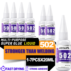 1-7Pcs 20G 502 Super Glue Professional Strong Fast Curing Instant Adhesive Hardware For Metal Cars Wood Craft Hobby BondingTool
