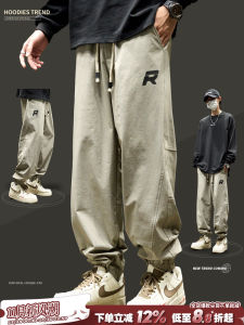 Loose Mens Workwear Pants Spring Autumn Wide Leg Trousers Casual Fashionable American Hip Hop Letter Print Cargo Pants