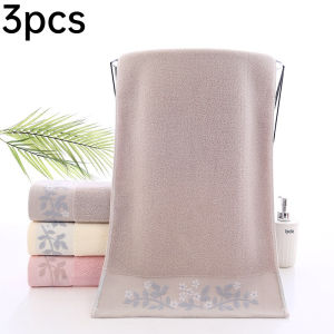 3pcs High Count Cotton Soft Facial Towel Simple Jacquard Edge Water Absorbent Wash Resistant Towel For Home Dorm Daily Use