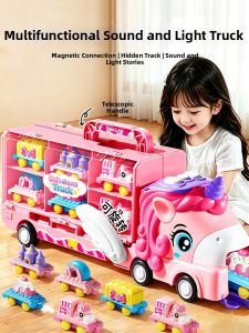 BEI JESS | Sound and Light Cargo Truck Toy for Girls Age 5 with Metal Construction