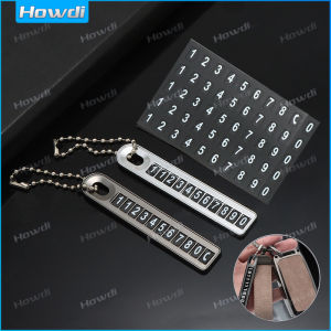 1pc Anti-lost Phone Number Plate Car Keychain Metal Card with car logo