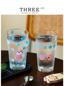 THREE LIFE | Cartoon Dog Large Capacity Glass Cup
