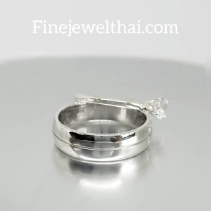 Finejewelthai-แหวนคู่-แหวนเพชร-แหวนเงิน-เพชรสังเคราะห์-เงินแท้-R1345cz2p-R1184cz_5m
