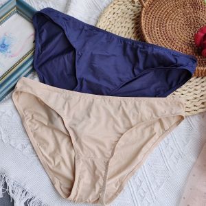 Export Fashion Export Tail Single Underwear Ice Silk Briefs Womens Low Waist plus Size Chubby Girl Plaid Silky Soft Underpants