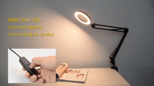 NEXA Foldable Professional 8X Magnifying Glass Desk Lamp Magnifier LED Light Reading Lamp With Three Dimming Modes USB Power Supply