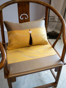 เบาะเก้าอี้ชาเฟอร์นิเจอร์ไม้ประดู่สไตล์จีนเบาะรองนั่งเก้าอี้ไทโกะเบาะรองเก้าอี้ระบายอากาศกันลื่นใช้ได้ทั้งสี่ฤดูลายภูเขาสีทอง