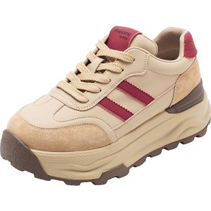 Agsdon Womens Sport Ballet Flat Shoes Thick Bottom Heightening Dad Shoes Casual Versatile Flats Cross Buckle Low Top Sneakers