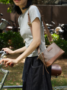 Waterproof Oxford Cloth Inner Partition Cowhide Leather Ladies Large Capacity Three Layer Shoulder Crossbody Handbag