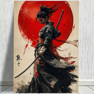 Kayou | 500/1000/1200/2000PCS Jigsaw Puzzle Samurai Woman with Katana Family Activity Games for Gameroom Bedroom Home Decor Frameless