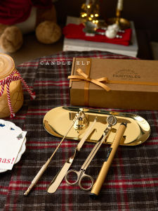 เครื่องดับเทียนพร้อมหัวเชื้อสีทองระดับไฮเอนด์ เครื่องประดับบ้าน กลิ่นหอม ไฟฟ้า ชุดเครื่องประดับบ้าน วัสดุโลหะ