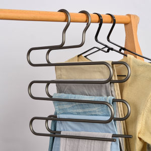 ตู้เสื้อผ้าแบบอเนกประสงค์ดีไซน์อวกาศอลูมิเนียมผสมชั้นวางกางเกงทรง S ชั้นวางเสื้อผ้าแบบประหยัดพื้นที่