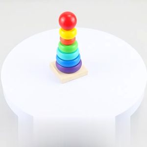 Bunda Choice-M329 Mainan Edukasi Anak Ring Donat Kayu Susun Rainbow Puzzle Tower Donut / Balok Susun