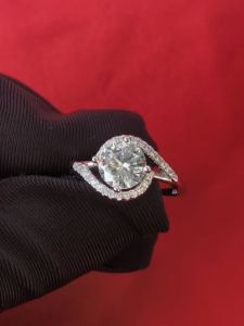 Diamcity (Free Gra Certificate) Cincin Perak Moissanite Pembukaan Yang Dapat Disesuaikan untuk Wanita
