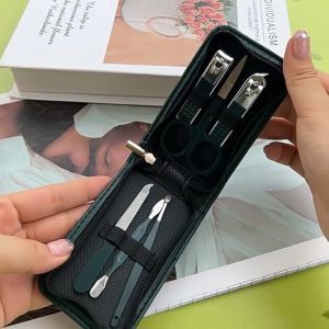 6pcs Manicure Set With Leather Case Portable Nail Scissors Stainless Steel Special Nail Clippers Manicure Tool Kits