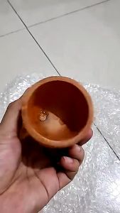 PROMO BISA BAYAR DITEMPAT - COD Gelas Oval Diameter 8cm Kayu Mahoni Premium Natural Termurah