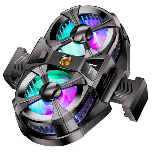 Mobile Phone Radiator Gaming Universal Phone Cooler Adjustable Portable Double Fan Holder Heat Sink Universal for 4-6.5 inch Smartphones
