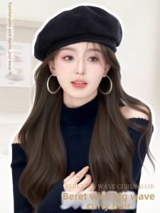 JUZITING | Fashionable Beret Integrated Long Wavy Full Head Wig