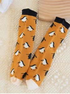 Retro Floral Straight Leg Cartoon Socks Comfortable Warm Girls Kids Fashionable Long Trousers Princess Style All-Match Socks