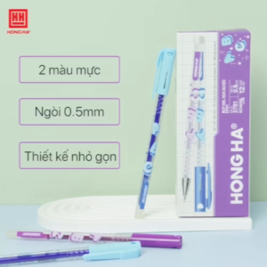 Hộp 12 cây Bút gel xoá được Hồng Hà EP-01 ngòi 0.5mm mực tím xanh (mã: 2751)
