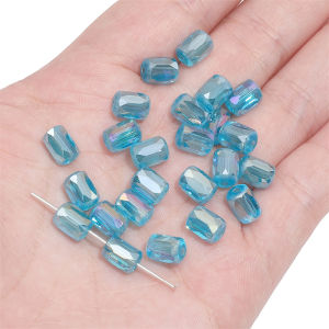 10ชิ้นลูกปัดแก้วสี่เหลี่ยมตัดสีทึบลูกปัดหลวมสำหรับสร้อยข้อมือทำด้วยมือ DIY สร้อยคอเครื่องประดับทำเครื่องเพชรพวงกุญแจ